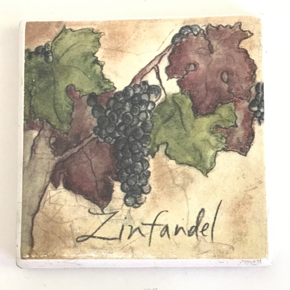 Stone Coasters Wine Themed Set of 4 Cork Merlot Zinfandel Chardonnay Pinot 4” - Picture 2 of 9